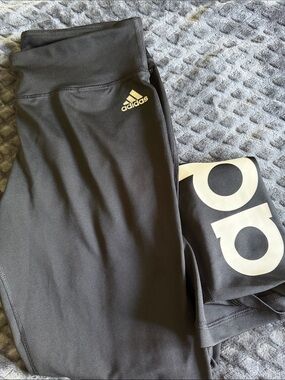 adidas Women’s Black Leggings with White Logo Size Medium